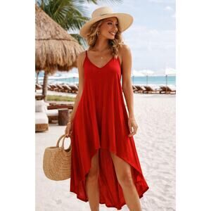 Turquoise Haven Red High Low Spaghetti Strap High-Low Dress Tunic NWT S/M